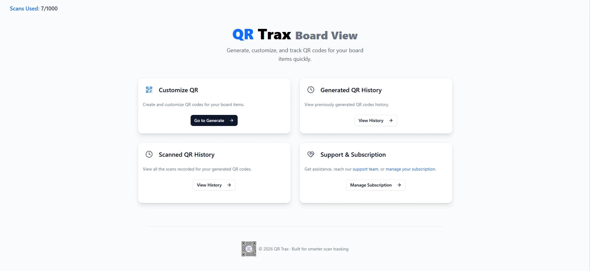 QRTrax Dashboard